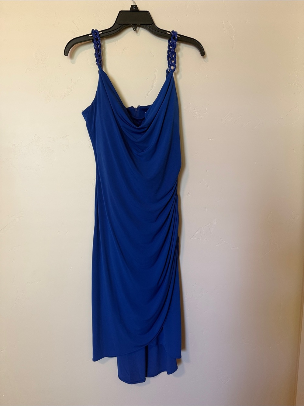 Draped Cowl Midi Dress in Cobalt Blue